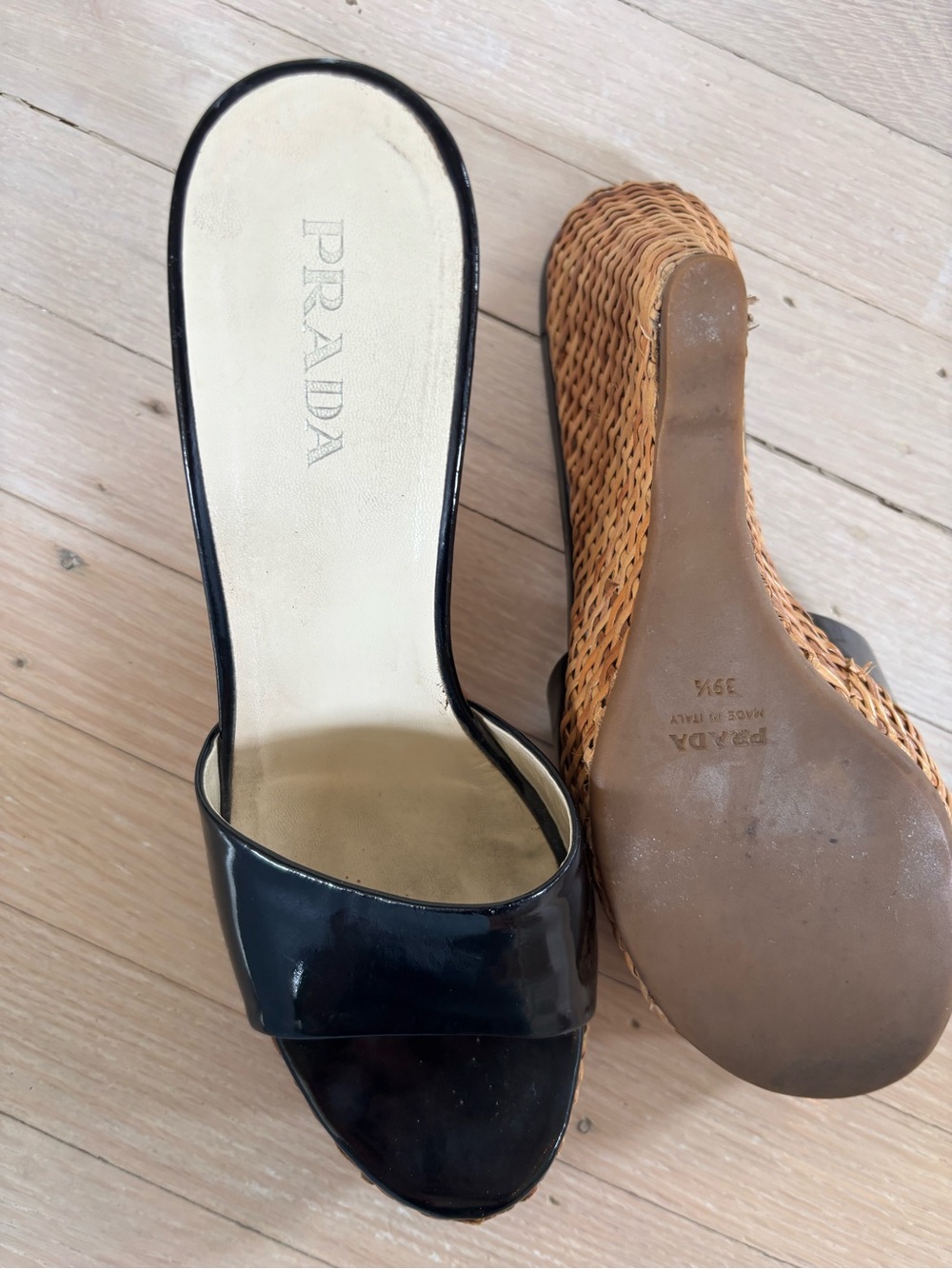 Prada Black Patent Leather Slide Mules - Picture 9 of 15